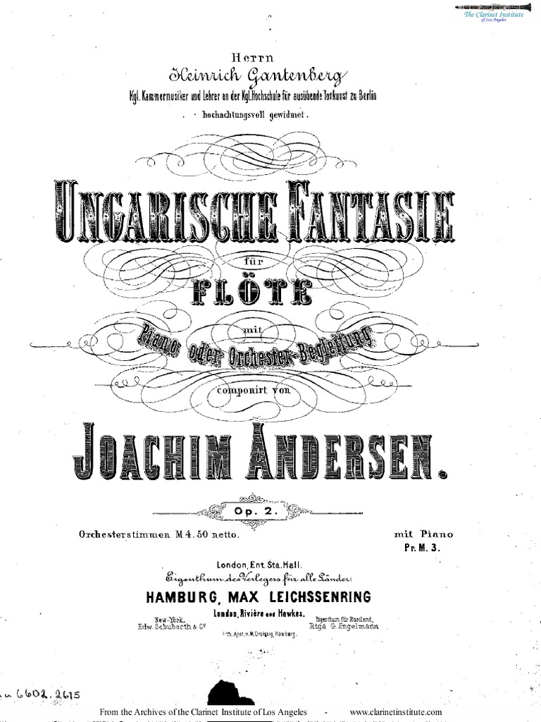Institute] Andersen, Joachim Hungarian Fantasy, Op.2 orchestral parts PDF