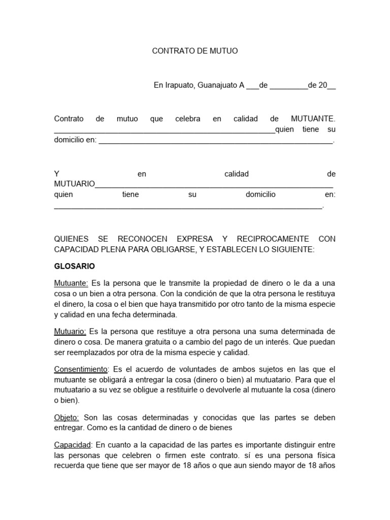 Contrato de Mutuo Actualizado | PDF