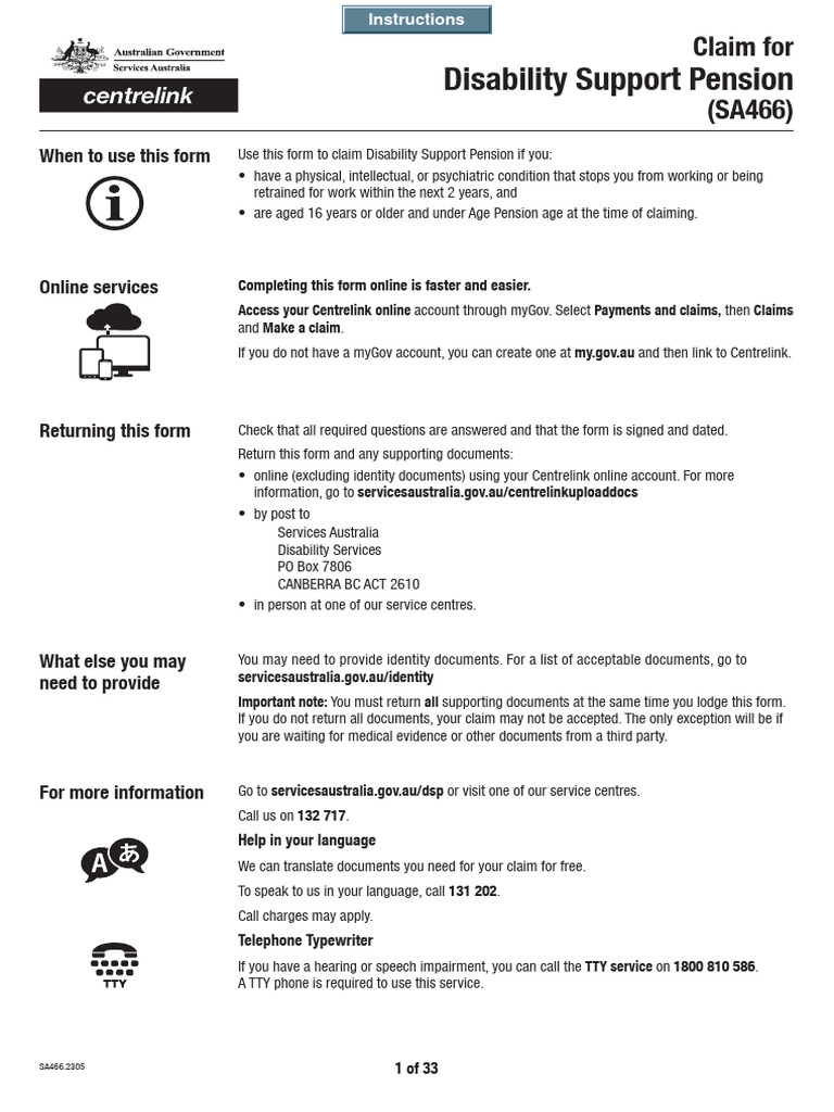 Disabikity Pension Application Form Sa466-2305en-F | PDF | Travel 