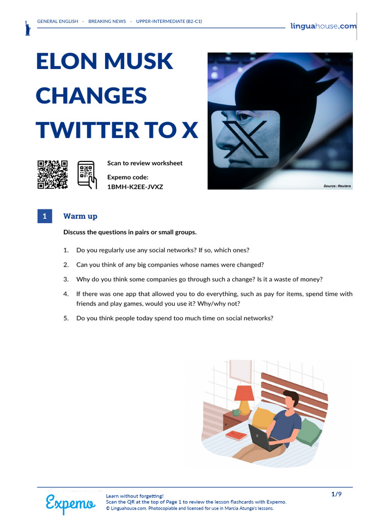 Elon Musk Changes Twitter To X American English Student | PDF | We Chat ...