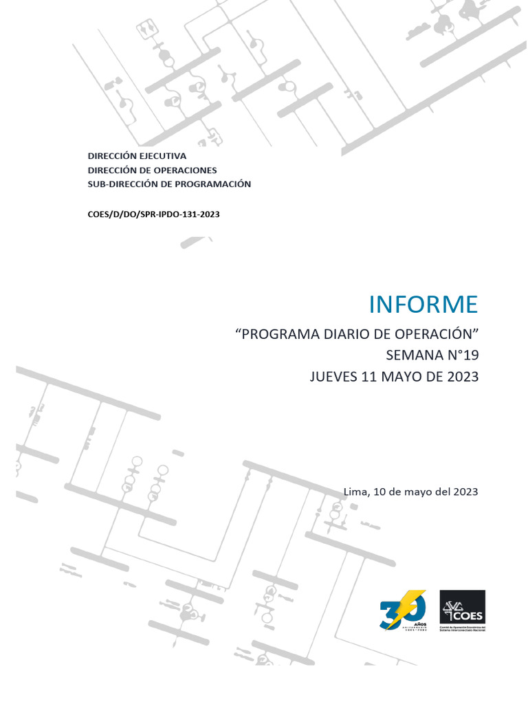 Informe Operación SEIN 11 Mayo 2023 | PDF | Cantidades fisicas | Naturaleza