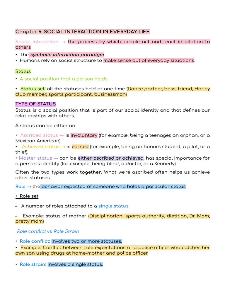 Social Interaction & Status Types | PDF | Emotions | Nonverbal ...