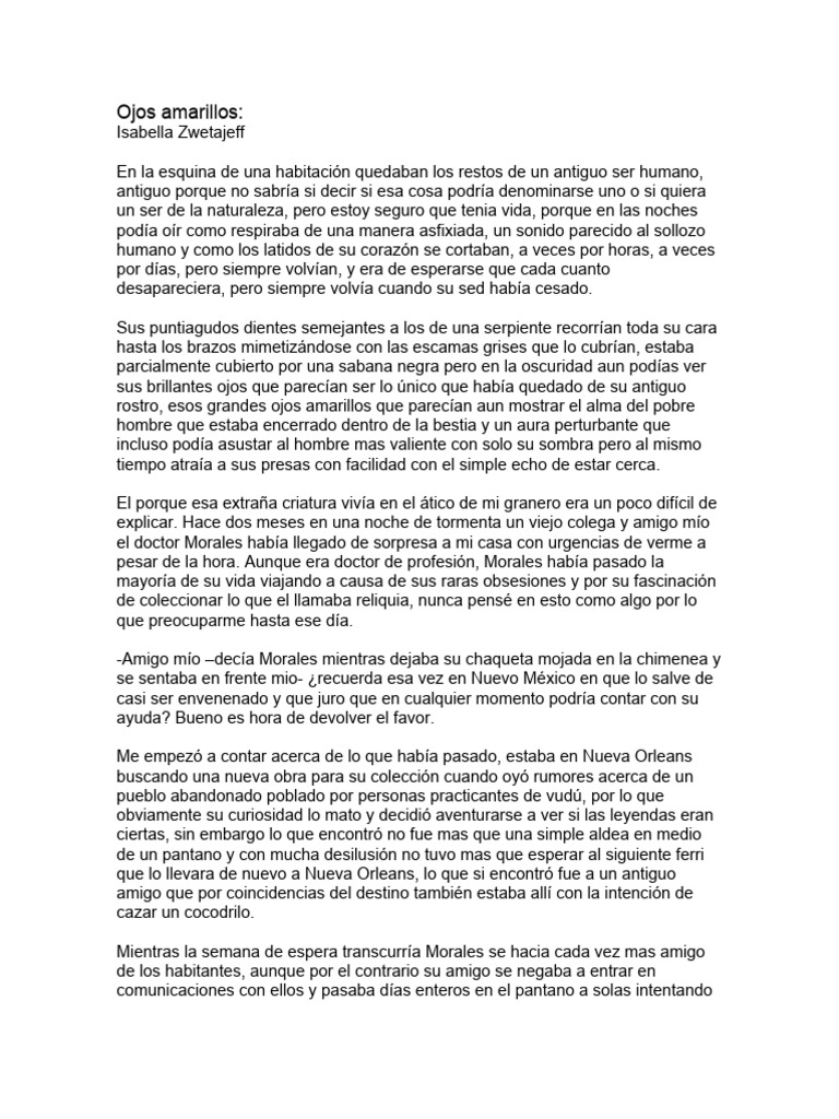 Cuento Ojos Amarillos Isabella Zwetajeff PDF