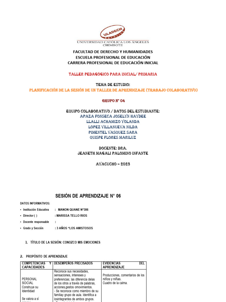 Planificación de Un Taller de Aprendizaje | PDF | Evaluación | Aprendizaje