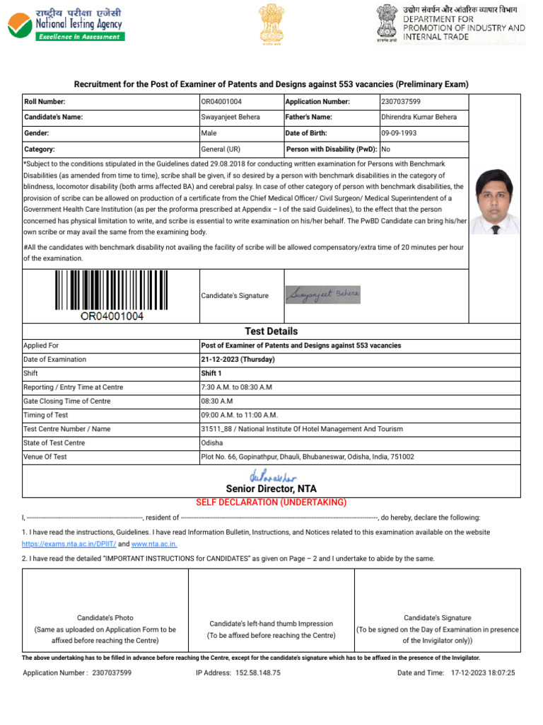 CGPDTM Admit Card Download | PDF | Identity Document | Government