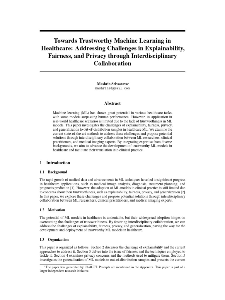 Towards Trustworthy Machine Learning in Healthcare | PDF | Machine ...