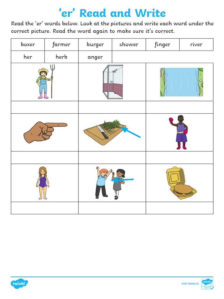 Er - Read and Write Activity Sheet | PDF