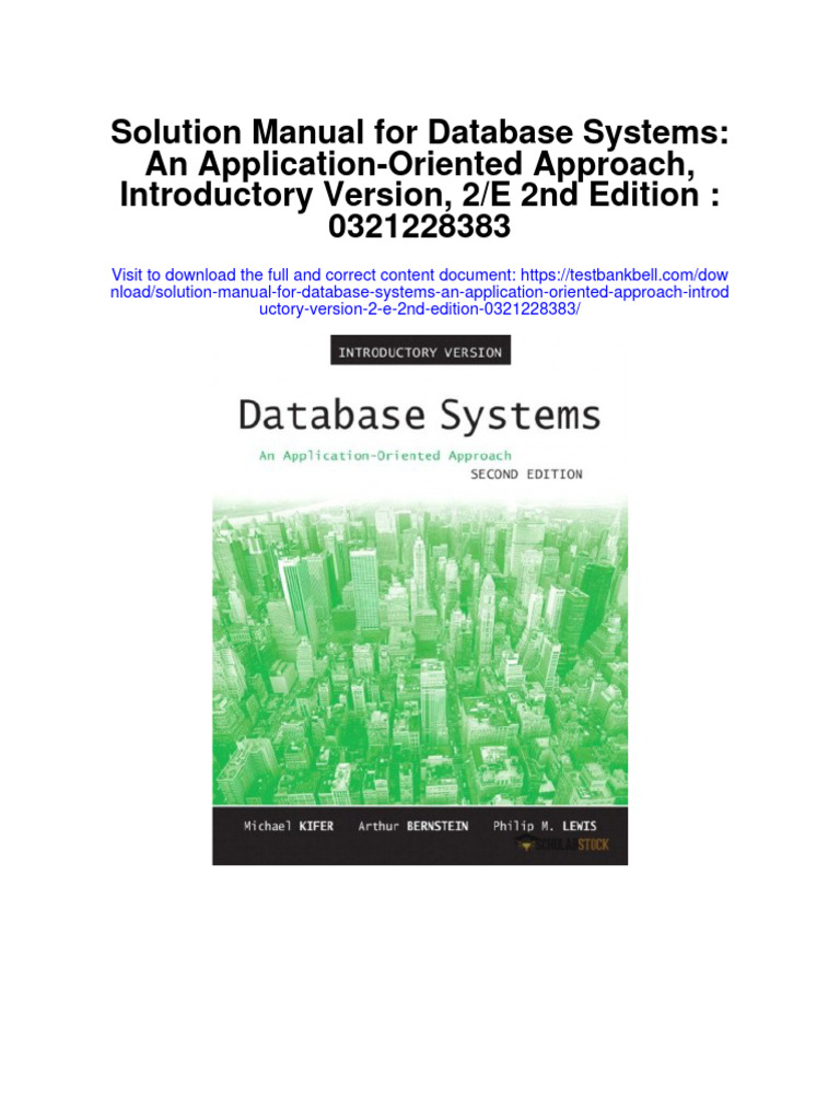 Instant Download Solution Manual For Database Systems An Application ...