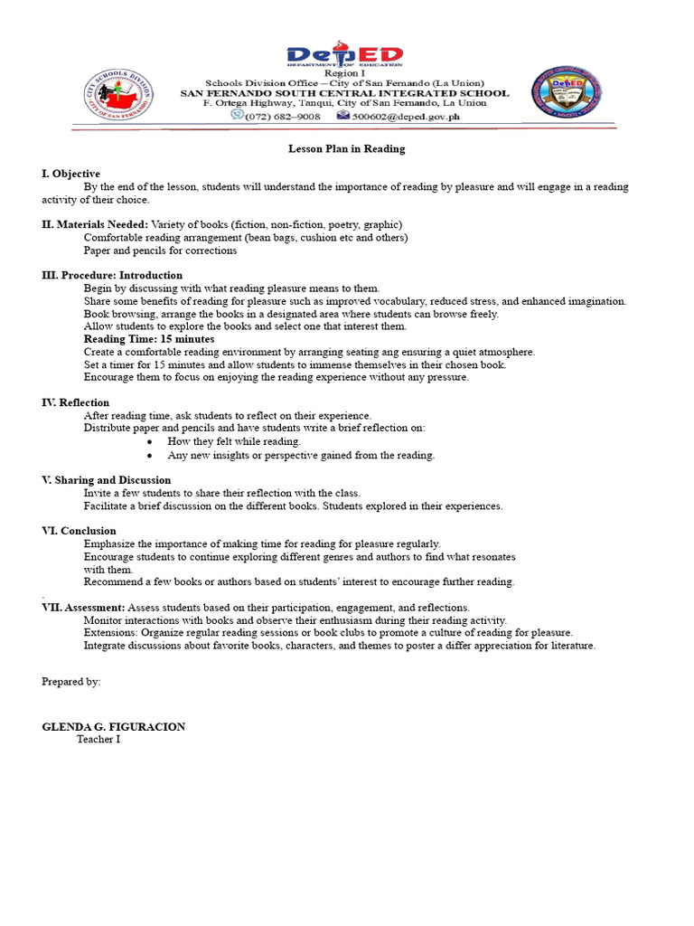 Lesson Plan in Reading | PDF