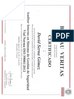Certificado Auditor interno ISO 39001 Bureau Veritas