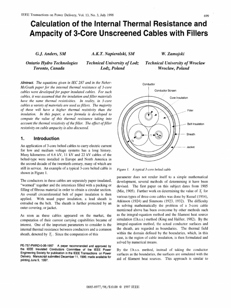 Thermal Resistance in 3-Core Cables | PDF | Electrical Resistivity And ...