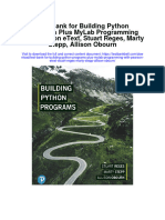 Instant Download Test Bank For Building Python Programs Plus Mylab Programming With Pearson Etext Stuart Reges Marty Stepp Allison Obourn PDF Scribd