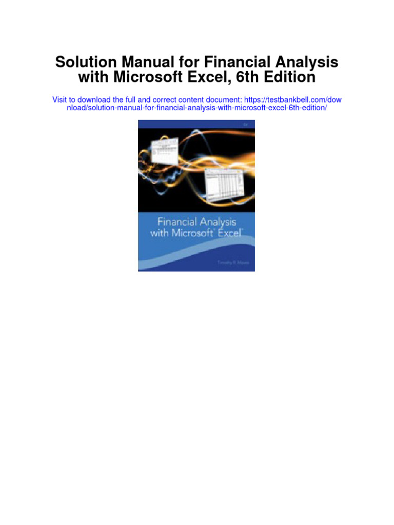 Instant Download Solution Manual For Financial Analysis With Microsoft Excel 6th Edition PDF ...