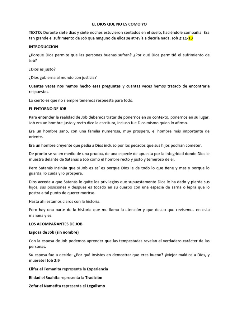 Reflexiones sobre Job y el sufrimiento | PDF | Libro de trabajo | Dios