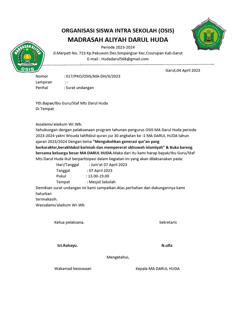 Surat Undangan Bukber | PDF