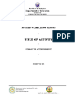 Activity Completion Report Accomplishment Report