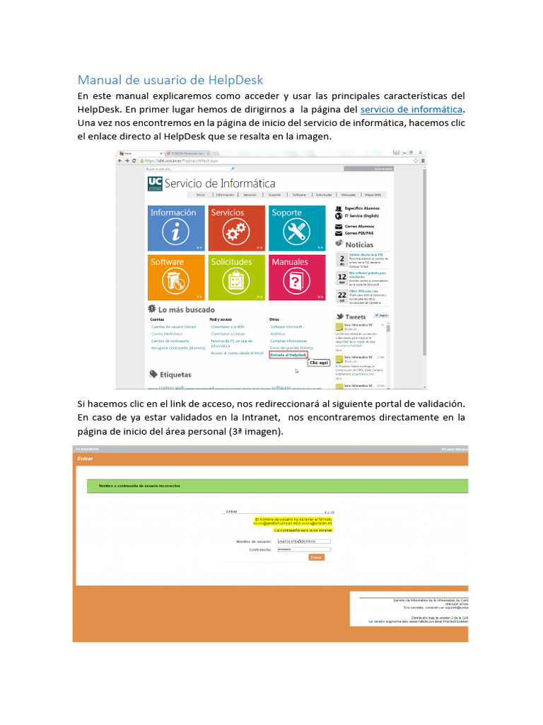 Guía de uso del HelpDesk Unican | PDF | Usuario (informática) | Archivo ...
