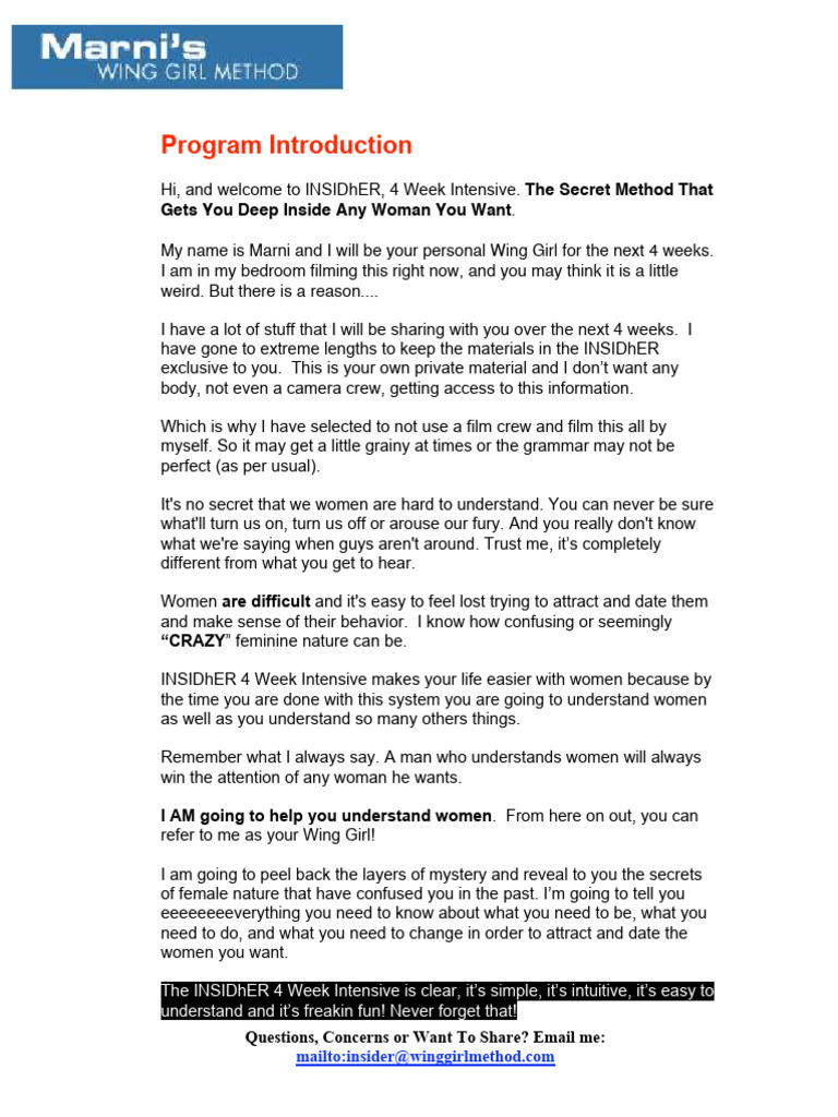 Intro To 4 Week System The Wing Girl Method | PDF