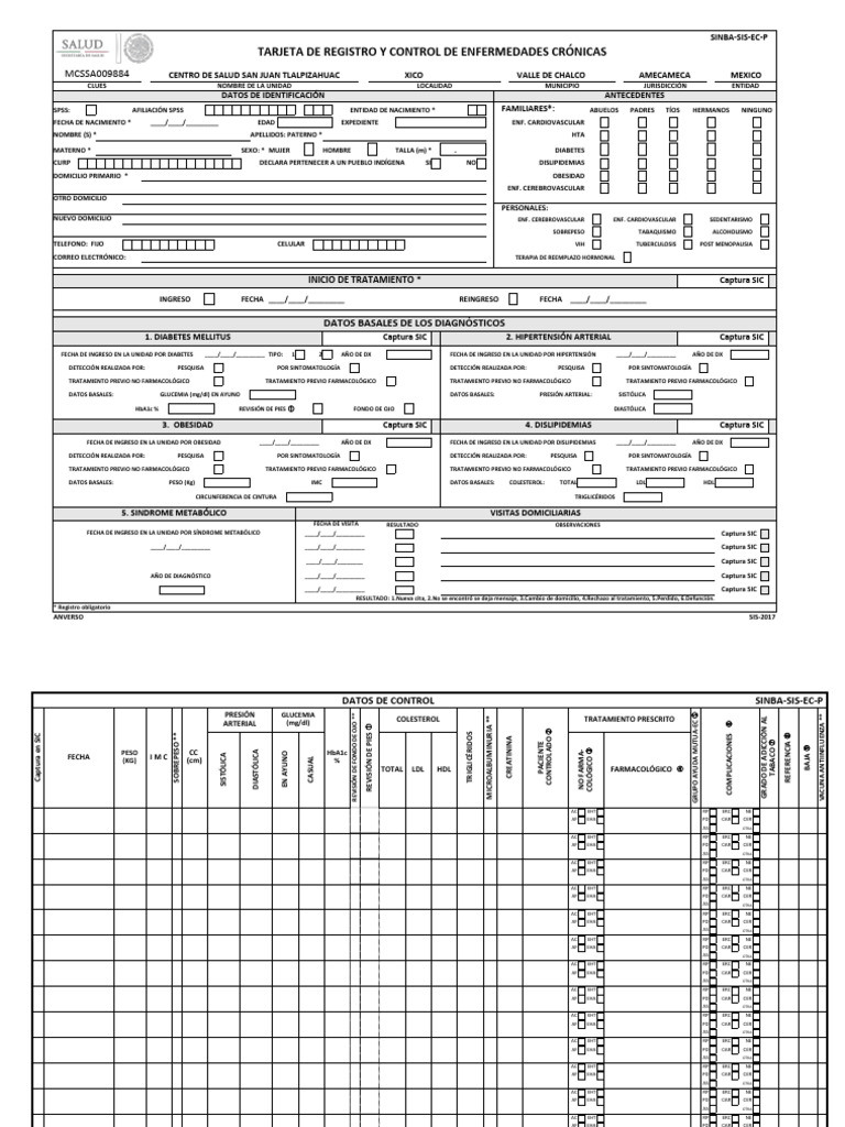 Tarjeta de Control de Enfermedades Crónicas | PDF | Diabetes | Obesidad