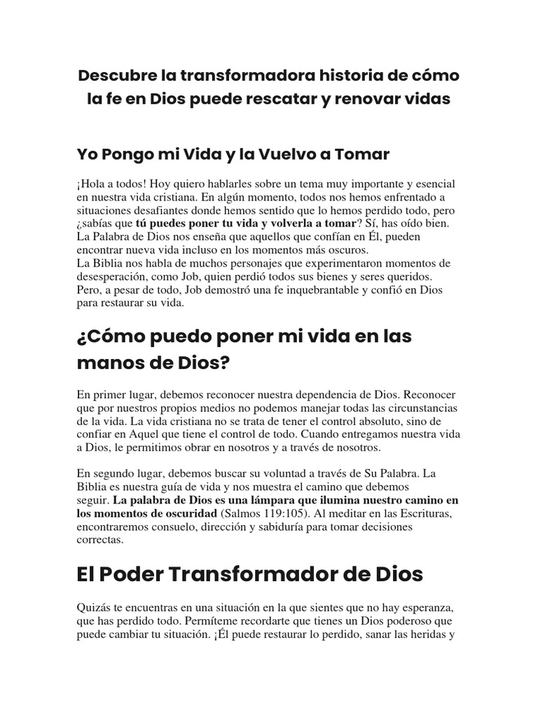 Descubre La Transformadora Historia de Cómo La Fe en Dios Puede ...