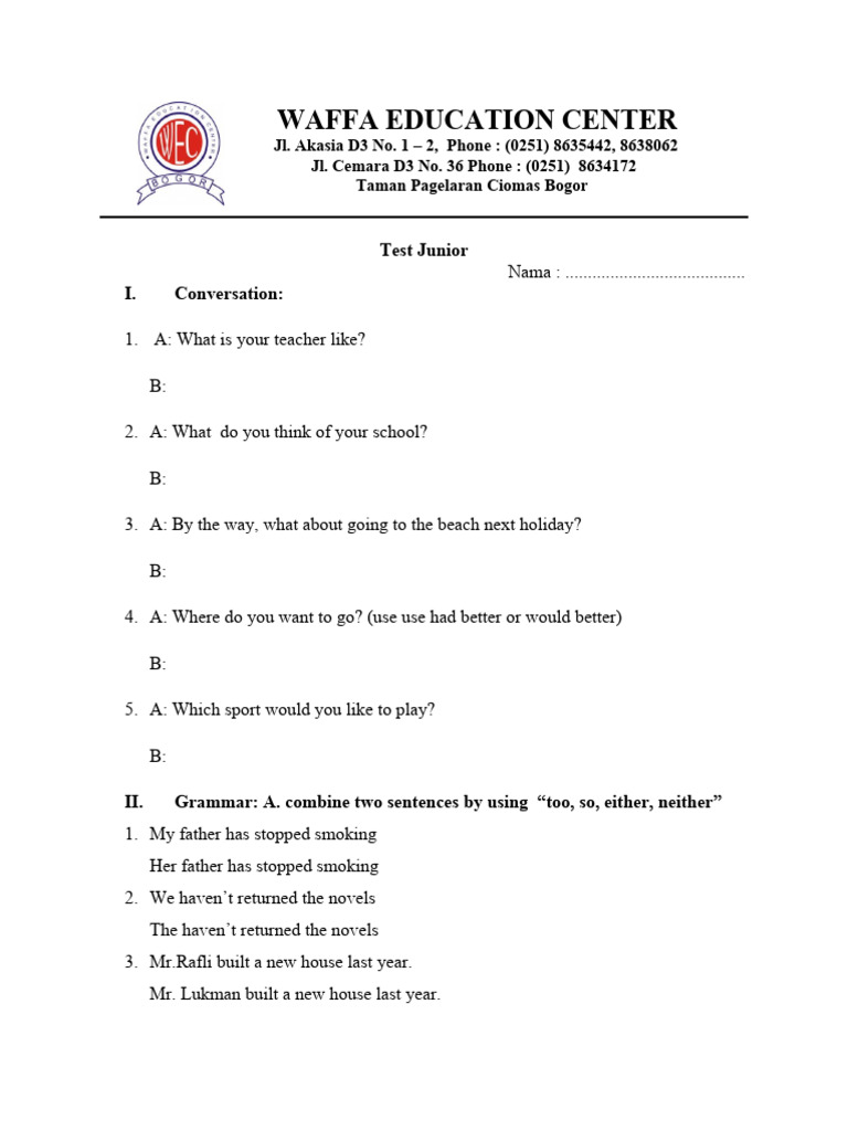 Test Junior | PDF