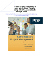 Full Download Test Bank For Contemporary Project Management 4th Edition Timothy Kloppenborg Vittal S Anantatmula Kathryn Wells PDF Free