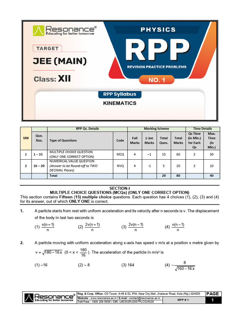 RPP-1 - English (JP-EP) | PDF | Acceleration | Kinematics
