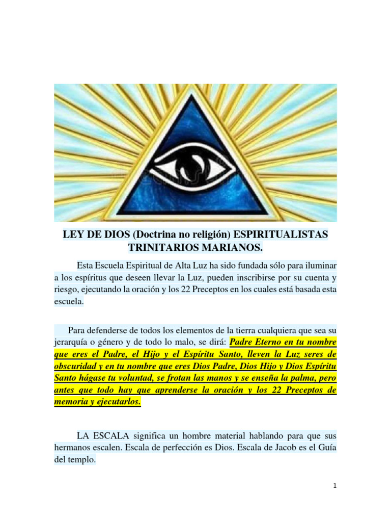 Doctrina Trinitaria Mariana Espiritualista Con Los 7 Sellos | PDF ...