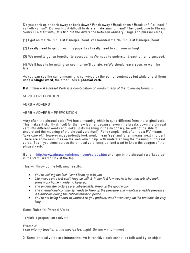 Understanding Phrasal Verbs in English | PDF | Phrase | Verb