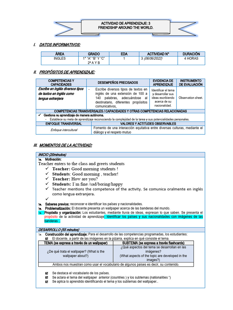 Aprendizaje de Inglés en 1er Grado | PDF