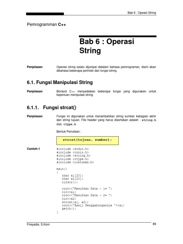 Operasi String dalam Pemrograman C++ | PDF