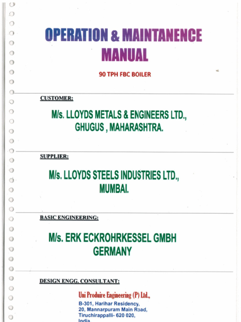 LMEL Opration and Maint of 90 T BOILER | PDF | Boiler | Valve