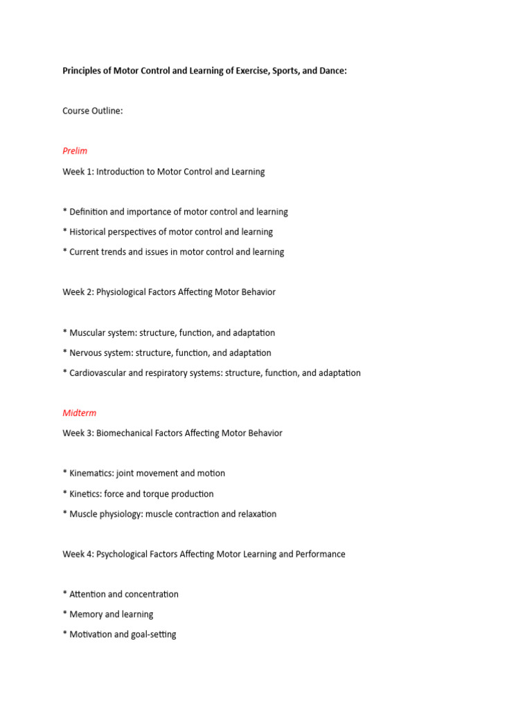Principles of motor control and learning of exercise pdf