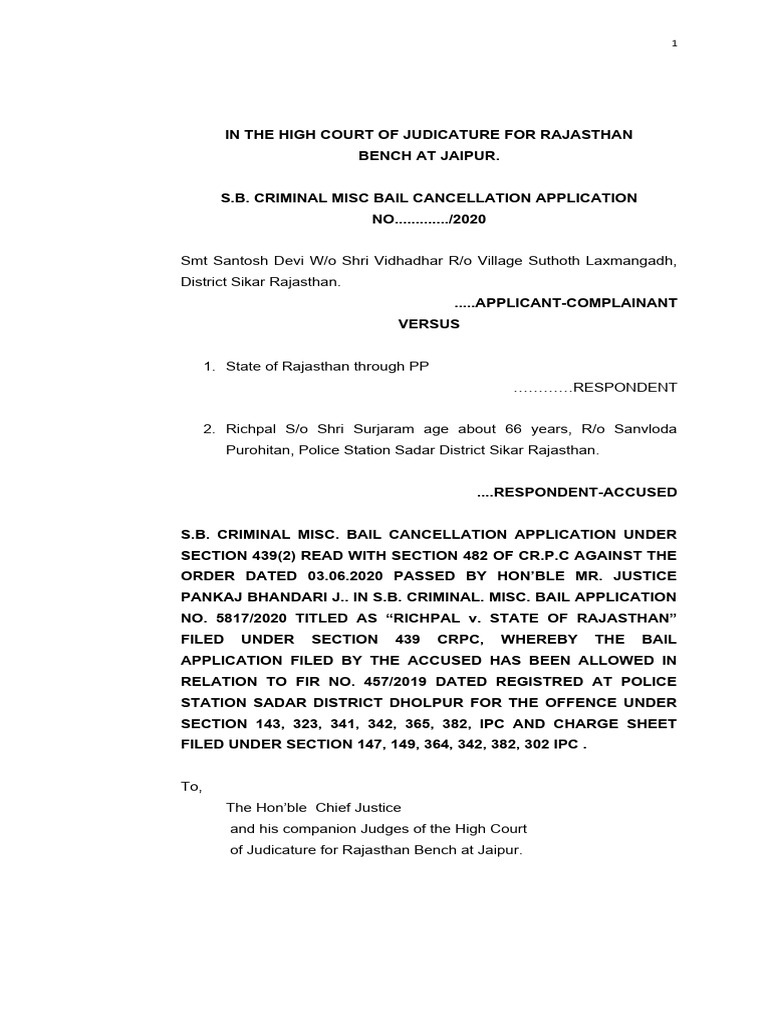 Bail Cacellation Application | PDF | Bail | Crimes