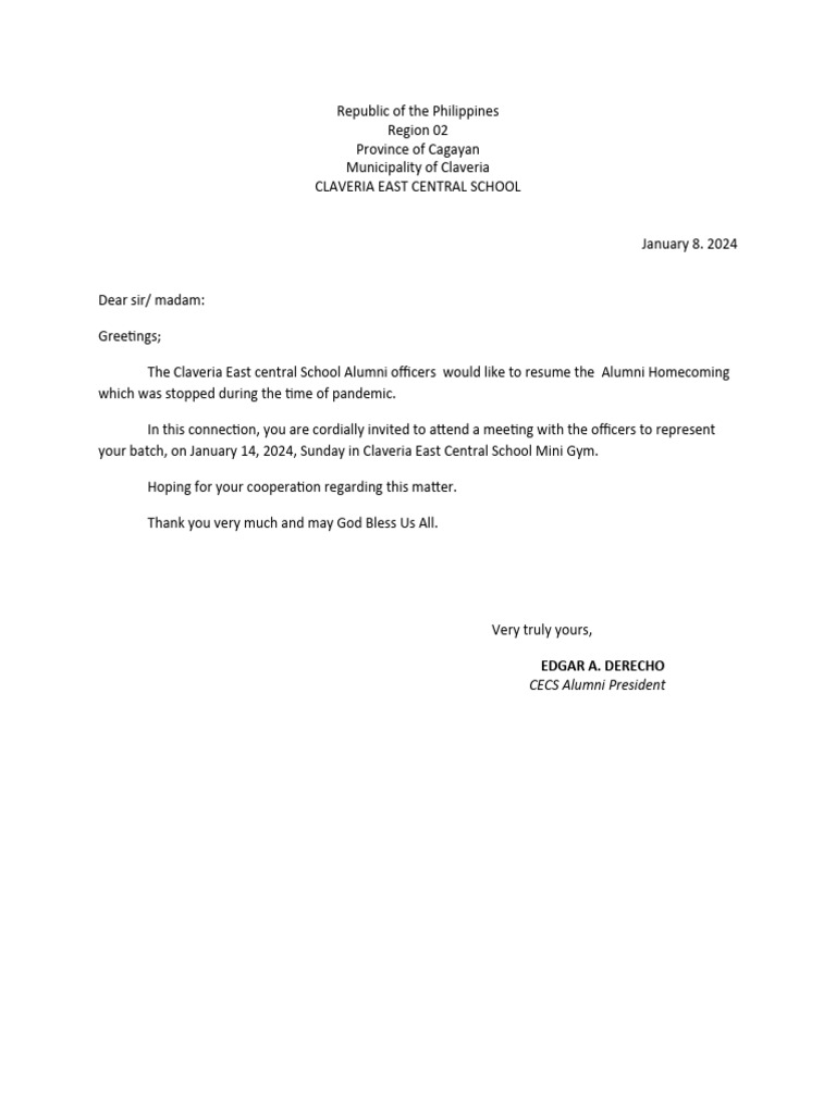Alumni Letter | PDF