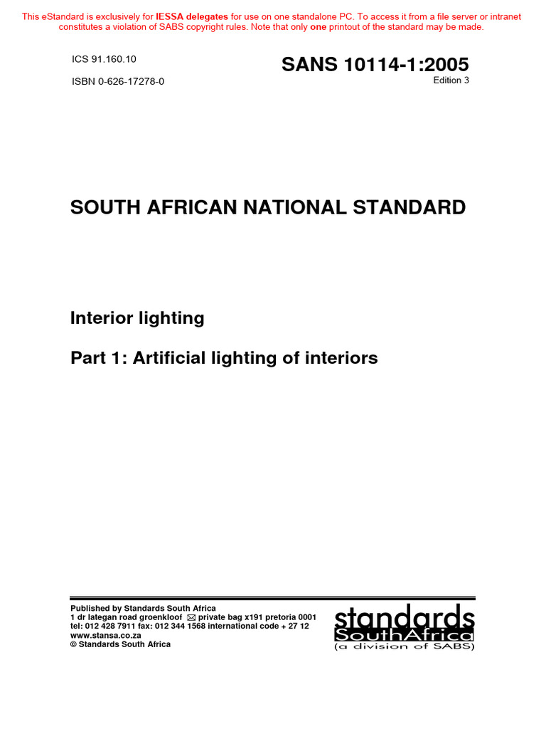Sans10114 1 | PDF | Lighting | Optics