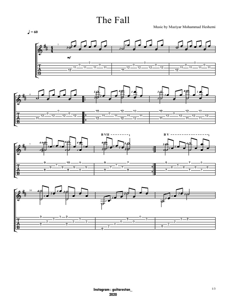 The Fall: Music Sheet by Maziyar Heshemi | PDF