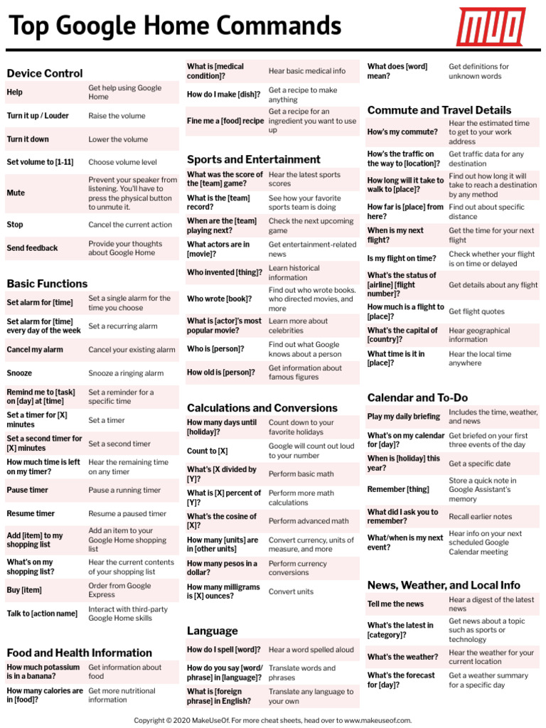 Google top google home commands pdf