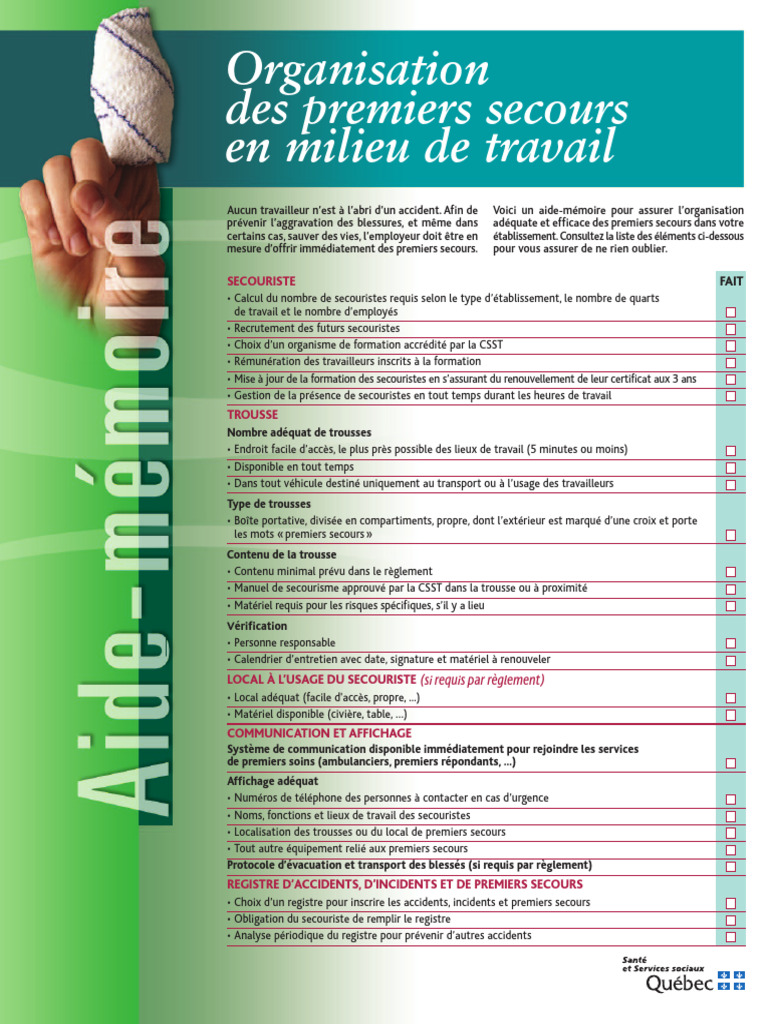 Premiers Secours : Plan de Leçon Lycée | Premiers secours | Soins