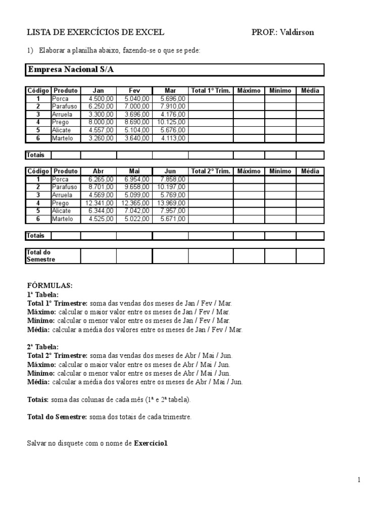 Lista Excel | PDF