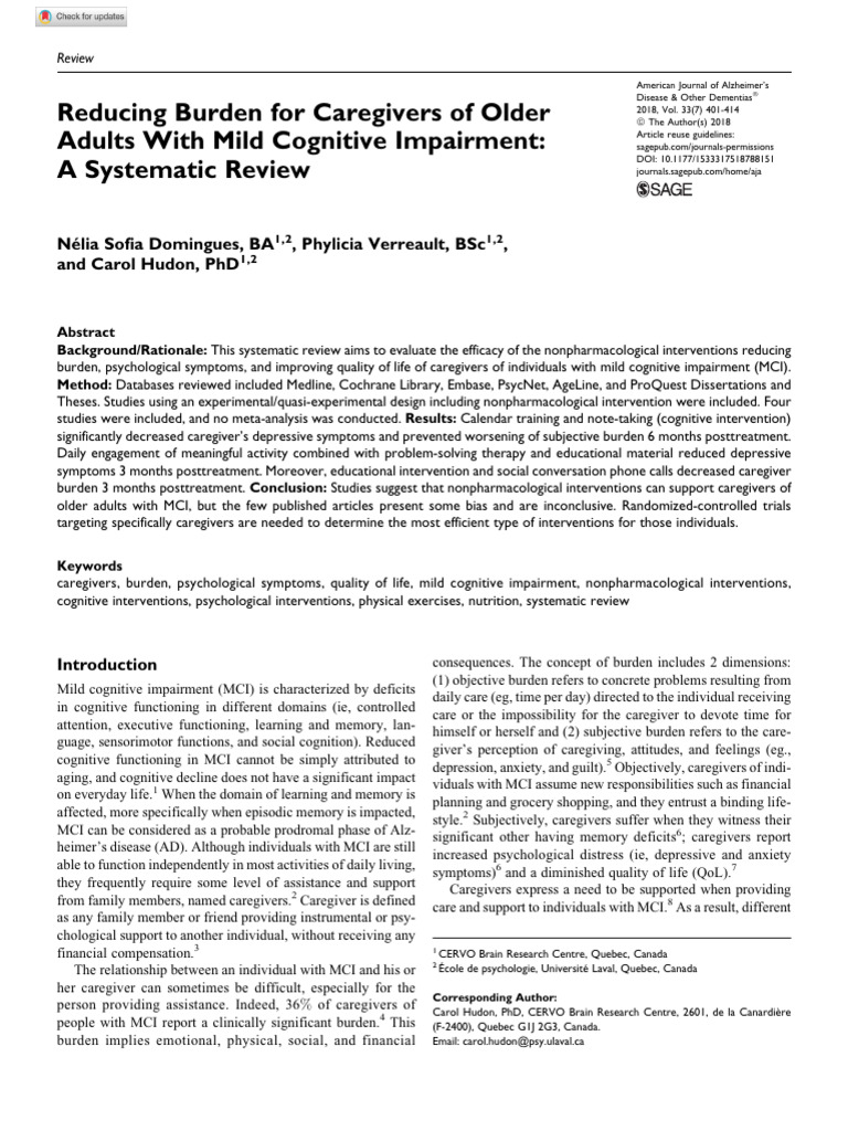 Reducing Burden For Caregivers of Older | PDF