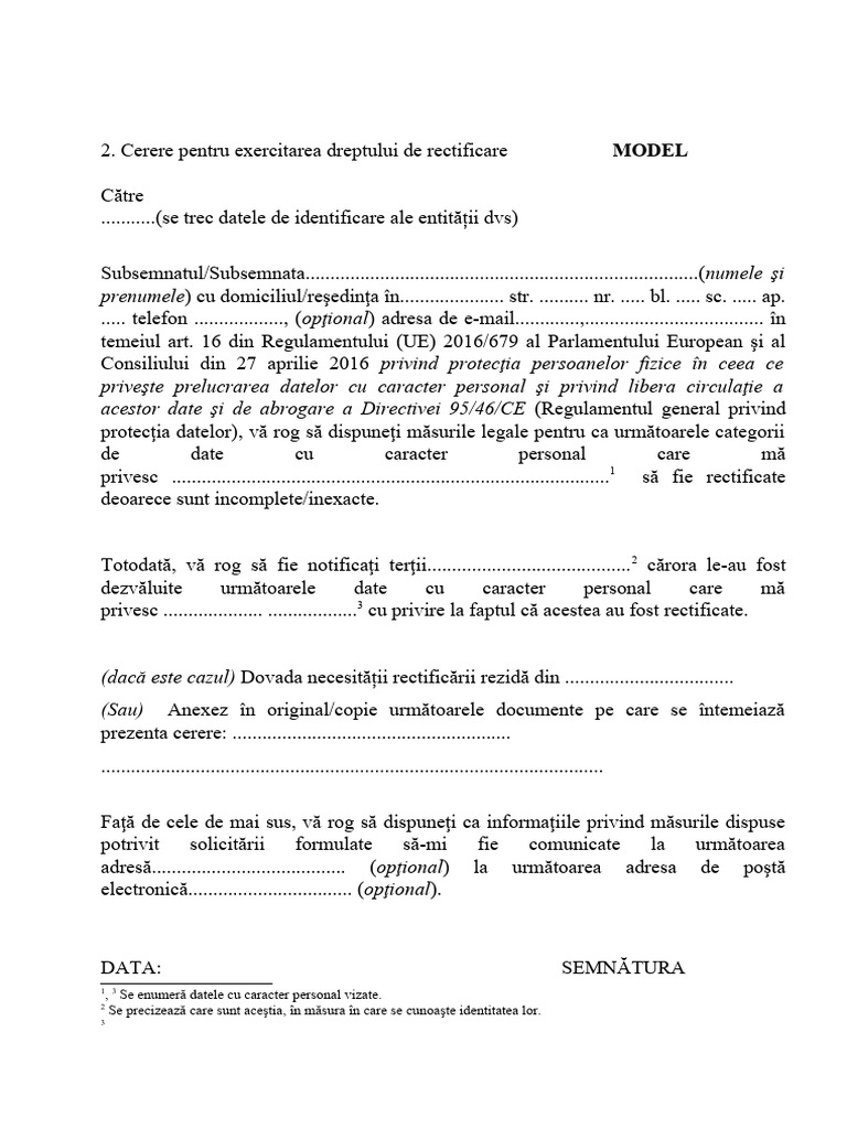 Model Cerere Rectificare - Util | PDF