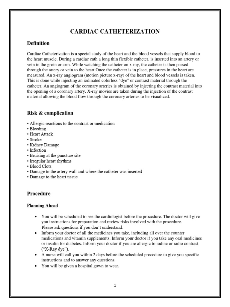 CARDIAC CATHETERIZATION PDF Angiography Heart