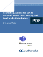 Mediant SBC To Microsoft Teams Direct Routing With Local Media Optimization