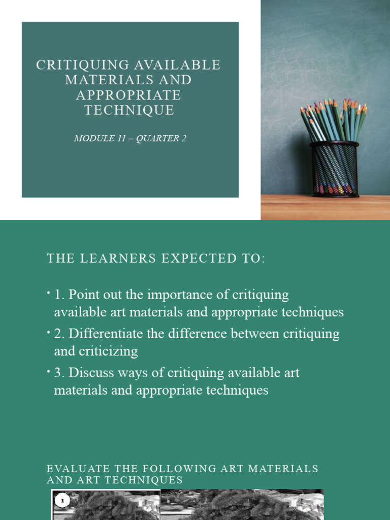 Critiquing Art Materials and Techniques | PDF | Cognitive Science ...