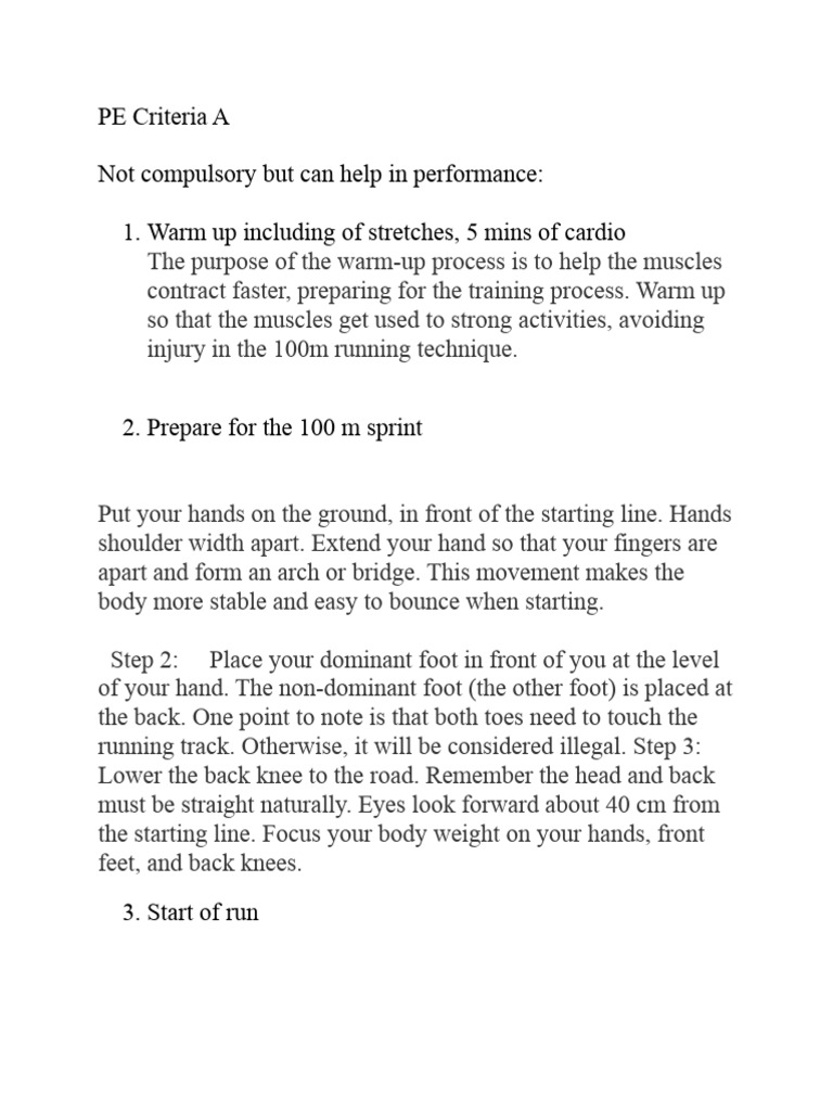 Pe Criteria A | PDF | Running | Hand