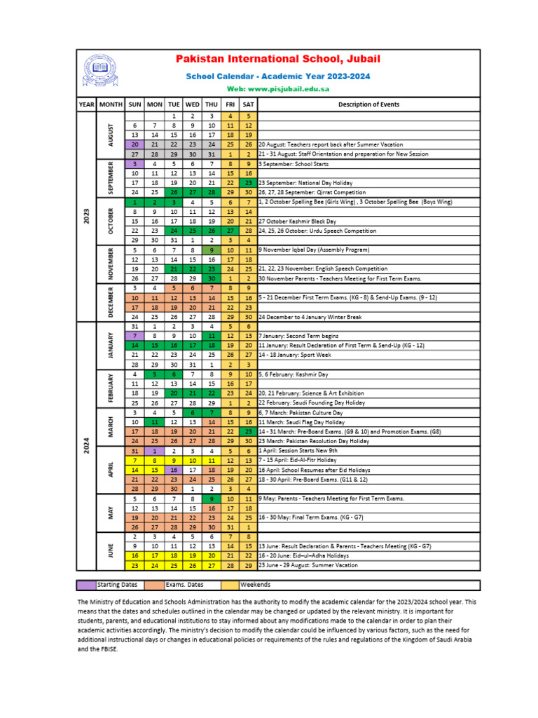 2023-2024 School Calendar Overview | PDF | Academic Term