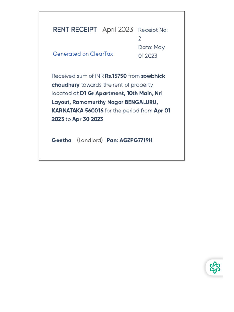 Rent Receipt Generator Online House Rent ReceiptAPR PDF