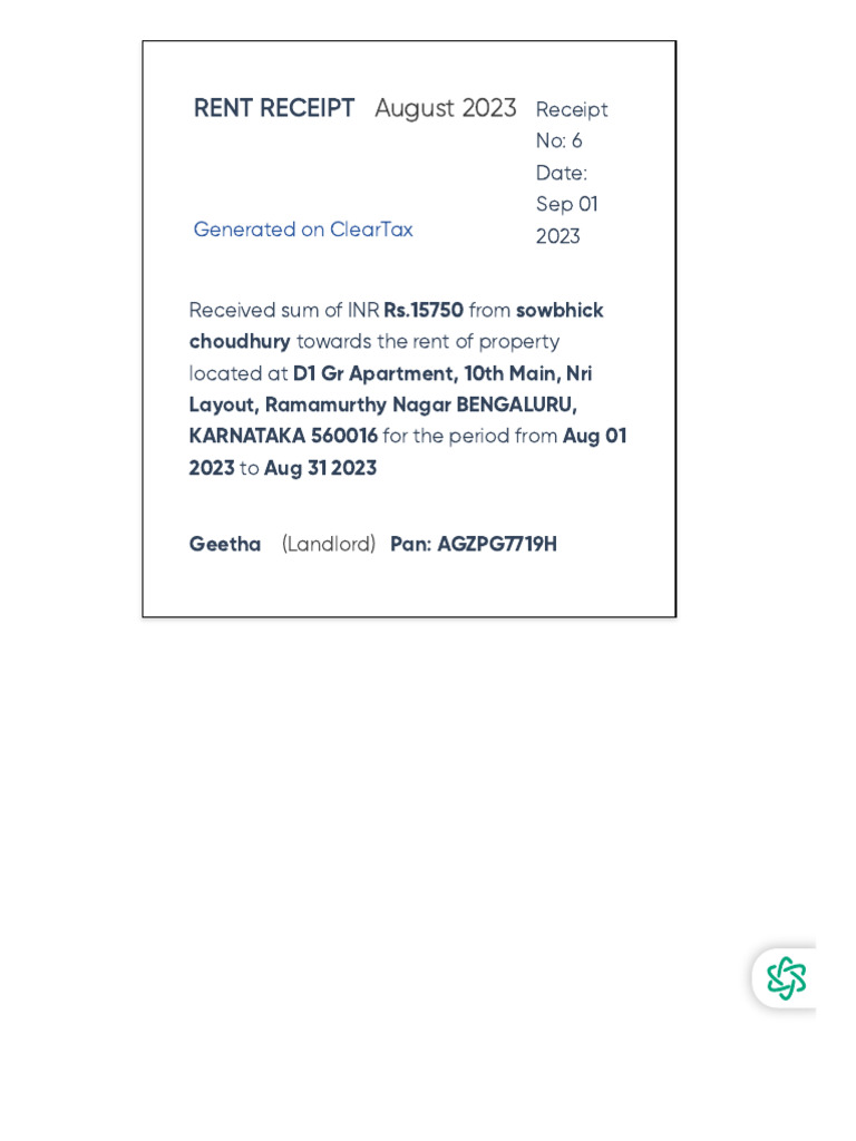 Rent receipt generator online house rent receipt aug pdf