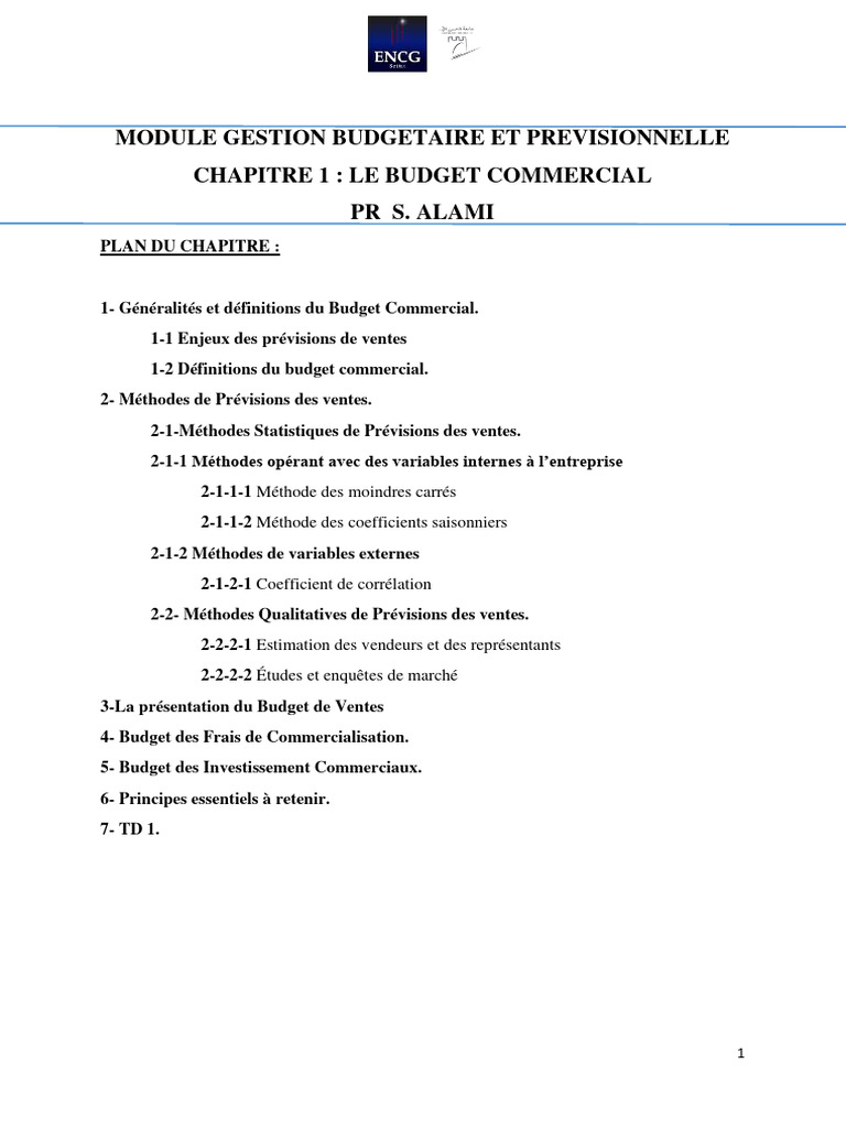 Gestion Budgétaire et Prévisions de Ventes | PDF | Sodles | Budget